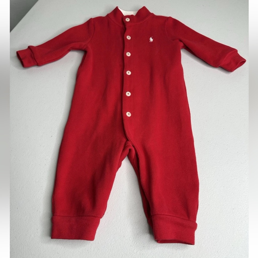 RALPH LAUREN RED UNISEX SWEATER ROMPER INFANT 6 MOS EXCELLENT CONDITION